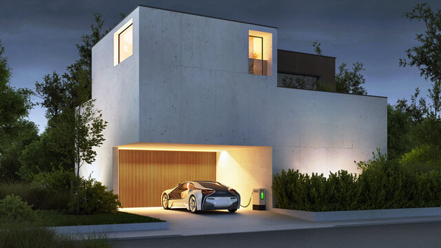 Electric Car Charging at a House